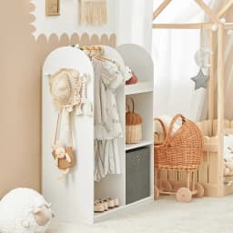 SoBuy KMB40 children's wardrobe with 3 hooks, closet with boxing, wardrobe for the children's room, furniture, clothes stand shelf for kids