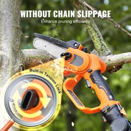 SucceBuy 2-in-1 Cordless Pole Saw & Mini Chainsaw 2/4Ah Battery Pole Chainsaw 5" Cutting Capacity 8ft Reach Pole Saw for Branch