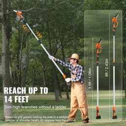 SucceBuy 2-in-1 Cordless Pole Saw & Mini Chainsaw 2/4Ah Battery Pole Chainsaw 5" Cutting Capacity 8ft Reach Pole Saw for Branch