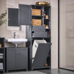 SoBuy BZR104 high wardrobe with fold-out bathroom wardrobe narrow laundry wardrobe bathroom shelf bathroom wardrobe