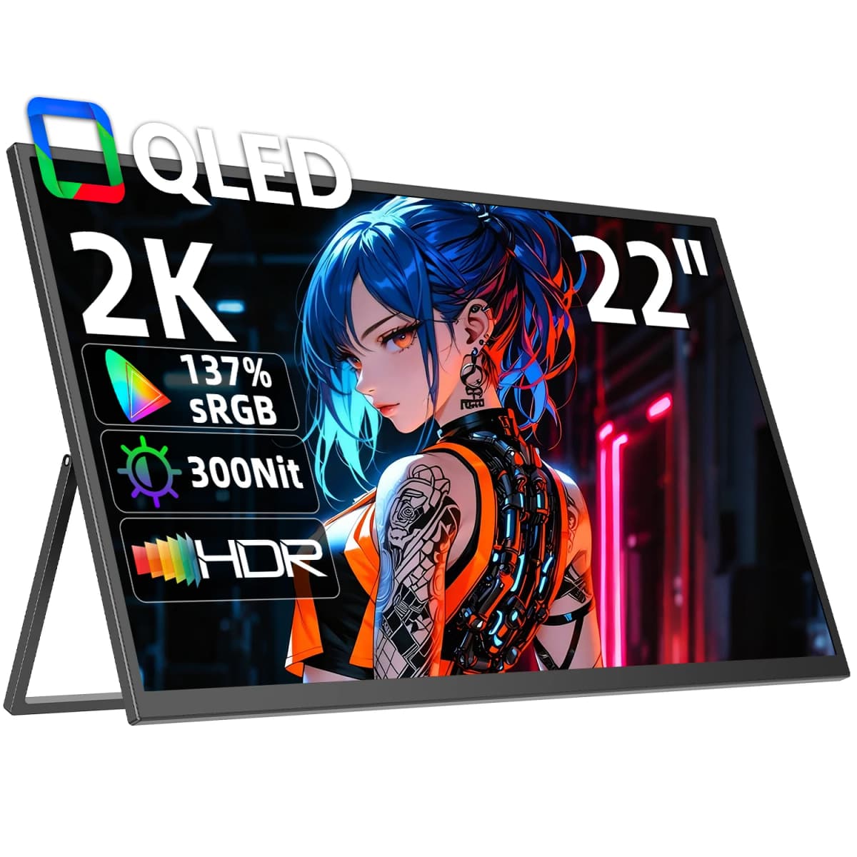 UPERFECT 22 Inch Computer Display Monitor 2K QLED 1440P 137%sRGB QHD Screen With Kickstand For Laptop PC Mac Phone PS5 Game Console