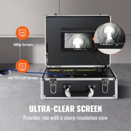SucceBuy Sewer Camera 7" Screen Pipeline Inspection Camera w/ DVR Function Waterproof Camera w/12 Adjustable LEDs 16 GB SD Card