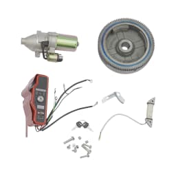 Electric Starter Motor Kit Flywheel Fits Honda GX390 13HP Electric Start Motor Ignition Kit Flywheel Starter Key Switch Coil