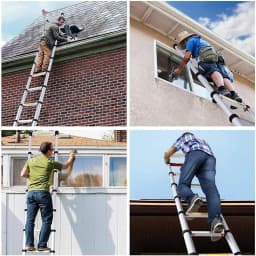 4.4M/14.4FT Multi Purpose Aluminum Telescopic Ladder, Extension Tall Loft Ladder with Non-Slip Feet,EN131 330lb Max Load Ladder