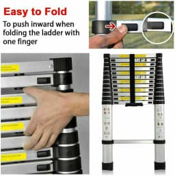 4.4M/14.4FT Multi Purpose Aluminum Telescopic Ladder, Extension Tall Loft Ladder with Non-Slip Feet,EN131 330lb Max Load Ladder