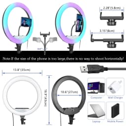 RGB Ring Light 14 inch with Tripod Stand for Phone Camera iPad Selfie Live Stream YouTube Video Shooting Best Lighting