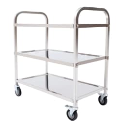 3 Floors Stainless Steel Serving Trolley Transport Cart Kitchen Roller Wheelcart Storage Rack Stand