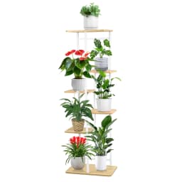 Plant Stands with 6 Floors,106 cm Flower Rack Indoor White Corner Interior, Multiple Plants Flower Stands, Stepped Plant Holder