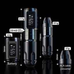 Ambition MARS-U Professional Wireless Tattoo Machine Pen Adjustable Stroke 2-4mm Cartridge 1800mAh Coreless Motor Tattoo Artists
