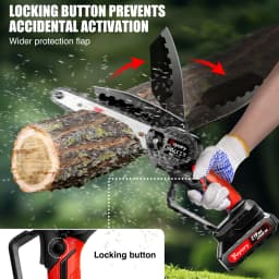 DayPlus Mini Chainsaw Cordless 6 Inch with Large LI-ion Battery, Powerful Electric Chainsaw with 2 Chains and Security Lock Saw