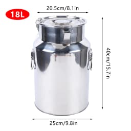 201 Stainless Steel Milk Jug Leak-Proof Lid Milk Jug Transport Jug Stainless Steel Container with Silicone Seal (18L)