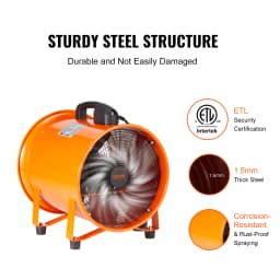 SucceBuy Portable Exhaust Fan 16in Industrial Cylinder Fan with 5M/10M Duct Hose Exhaust Blower for Sucking Dust Home Workplace
