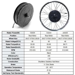 2000W 48V Electric Bike Coversion Kit 26''27.5''700C29'' Brusheless Gearless Hub Motor Wheel 20Ah Hailong Lithium Battery
