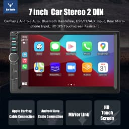 ESSGOO 7 Inch Carplay/Android Auto Double 2 DIN Car Stereo Stereo Head Unit Radio AUX FM USB Multimedia MP5 Player
