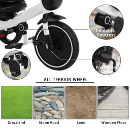 Ubravoo Baby Stroller Tricycle Ride Bike , 5-in-1, Adjustable Canopy, Sitting & Lying,Celerity Disassembly & Assembly,1-5 Years