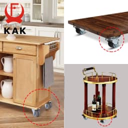 4pcs KAK Swivel Mute Wheel Caster Replacement 2 Inches 60KG Soft Rubber Safe Roller Furniture Wheels for Trolley Dining Table