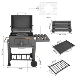 Charcoal Grill with Foldable Side Table, Heavy-duty BBQ Grill, Perfect for Outdoor Picnics Patio Garden and Backyard Grilling