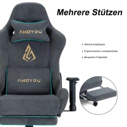 Andyou Gaming Chair, Computer Chair with Footrest, Headrest, Lumbar Support, Height Adjustable Ergonomic PC Chair
