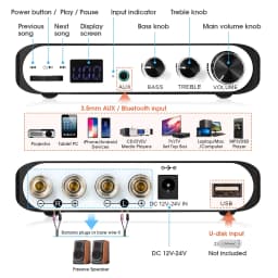 Nobsound M3 Mini Bluetooth 5.0 Digital Amplifier Home/Car/Marine Speaker Amp TPA3116 Class D Bass Amplifier USB Player 50W×2