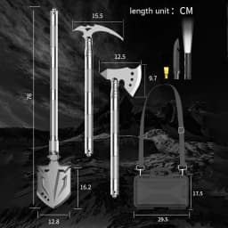 Outdoor Survival Shovel Multifunction Garden Tool Flashlight Aluminum Alloy Spade Camping Folding Snow Shovel Shoulder Strap