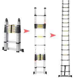 Telescopic Ladder Aluminium Multi-Purpose Ladder 2-in-1 Straight A-Frame Ladder with EN131 Certified Max Load 150kg 3.8M / 5.8M