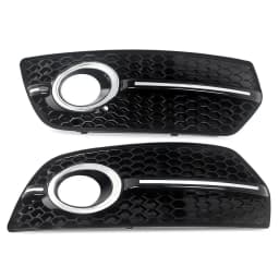 Pair For 2009-2011 Audi Q5 Standard Model Front Fog Light Grille Chrome Black