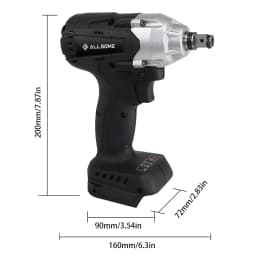 ALLSOME 21V Brushless Cordless 1/2 in. 3-Speed Impact Wrench with 22mm Sleeve for 18V Makita Lithium Battery