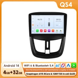 9" Hizpo 2Din Andoird14 Car Radio for Peugeot 207CC 2006 - 2015 Snapdragon 6115 GPS RDS DSP 4G BT Auto CarPlay 360° Camera