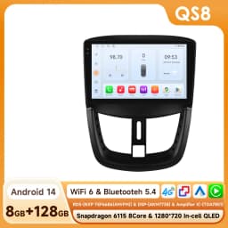 9" Hizpo 2Din Andoird14 Car Radio for Peugeot 207CC 2006 - 2015 Snapdragon 6115 GPS RDS DSP 4G BT Auto CarPlay 360° Camera