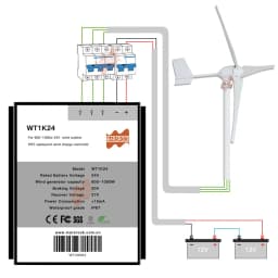 600W Wind PWM Controller 12 24V Auto DC Wind Power Charger For Wind Turbine Generator Regulator Windmill Water Proof IP67 System