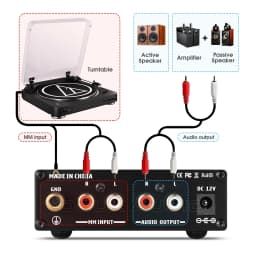 Nobsound Mini T3 MM RIAA Phono Stage Preamp Record Player Stereo Preamplifier HiFi Turntable Amplifier with Volume Control