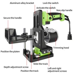 Allsome 2 in 1 Wood Trimming Machine Bracket Woodworking Slotting Machine Bracket Aluminum Alloy Wood Trimmer Router Support