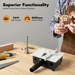 Mini Desktop Table Saw with 4 Saw Blades, 7 Speed Adjustable Small Cutting Machine 5000RPM for PCB/Stick/Acrylic/Veneer Cutting
