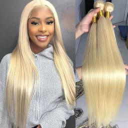 20 22 24 Inch 613 Blonde Straight Human Hair Bundles Can Be Dyed Brazilian Top Quality Raw Bundles Human Hair 3 Days Delivery
