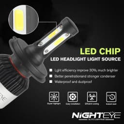 NIGHTEYE Super Bright Car Headlights H7 LED H4 led H8/H9/H11 HB3/9005 HB4/9006 Auto Bulb 72W 9000LM Automobiles Headlamp 6500K