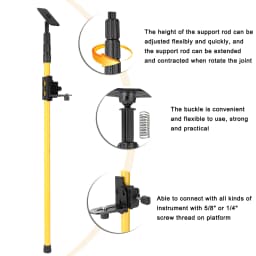 Telescopic Rod for Line Leveler Aluminum Alloy Adjustable Lift Extend Bracket Holder for 1/4''and 5/8'' Laser Level
