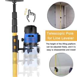 Telescopic Rod for Line Leveler Aluminum Alloy Adjustable Lift Extend Bracket Holder for 1/4''and 5/8'' Laser Level