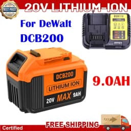 9000MAH For Dewalt DCB200 Replacement Battery Compatible Charger For Dewalt 18V 20V Tools DCB120 DCB182 DCB200 DCB609 Battery
