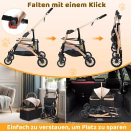 Pet Stroller for Dog and Cat, Detachable Pet Travel Carrier & Car Seat, Aluminium Frame 4 Wheeler Travel Stroller for Pets