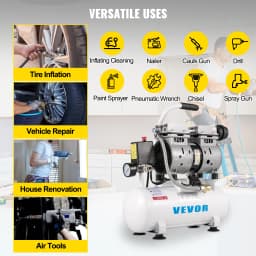 SucceBuy 9L/30L Silent Air Compressor With Spray Gun Air Blow Gun Oil Free Air Compressor Pump For Homeuse Repair Tire Inflation