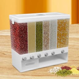 6-Lattice Cereal Cans Large Capacity Dry Food Dispenser Insect-Proof Box For Storing Black Rice and Mung Beans 1.7KG
