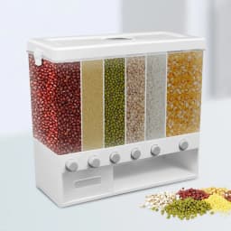 6-Lattice Cereal Cans Large Capacity Dry Food Dispenser Insect-Proof Box For Storing Black Rice and Mung Beans 1.7KG