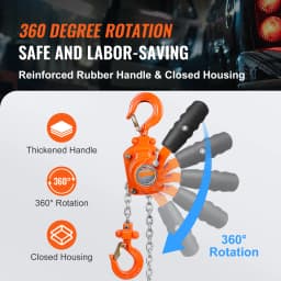 SucceBuy 0.25/0.5T Manual Lever Chain Hoist 5/10ft Come Along Chain with G80 Galvanized Steel & Double-Pawl Brake for Garage