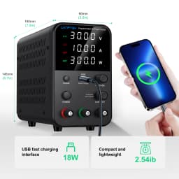 Wanptek Laboratory DC Power Supply 30V 5A 30V 10A 60V 5A 120V 3A Adjustable with USB Fast Charging Bench Switching Power Supply