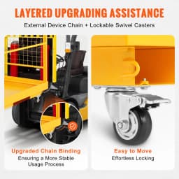 SucceBuy 1200lbs Forklift Safety Cage Folding Security Platform with Lockable Swivel Wheels Holds 1 to 2 Adults for Aerial Work