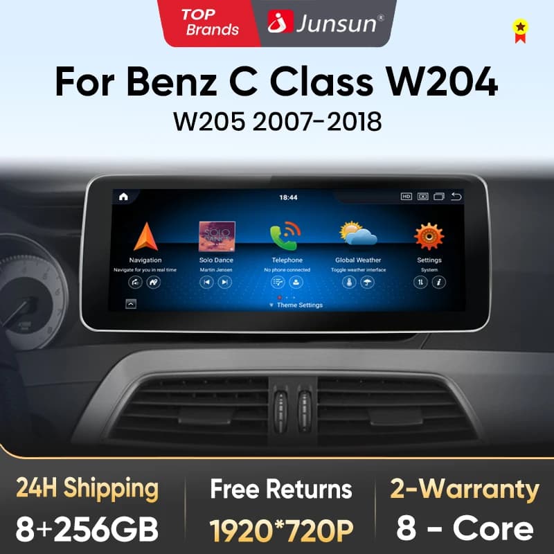Junsun KSW Qualcomm 665 Wireless CarPlay Andorid Auto Car Radio Multimedia For Benz C Class 2011-2018 W204 S205 C204 4G WiFi GPS