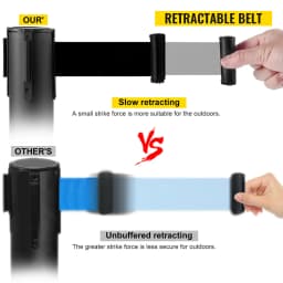 SucceBuy 2/3/6/8 Pcs Belt Stanchion Crowd Control Barrier Stainless Steel Queue Pole Retractable Belt for Bank Airport Stadium