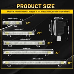CO LIGHT New 12"20"26"32"40" 3-Rows LED Light Bar Spot Flood Combo Led Off Road Lights for Boat Truck SUV UTE ATV UTV 12V 24V