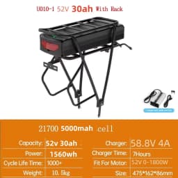 48V 27AH Rear Rack 36V 19.2AH 15Ah 17.5Ah Lithium Powerful Electric Bycicle Batteria Pack for 1500W 1000W 750W 500W 350W