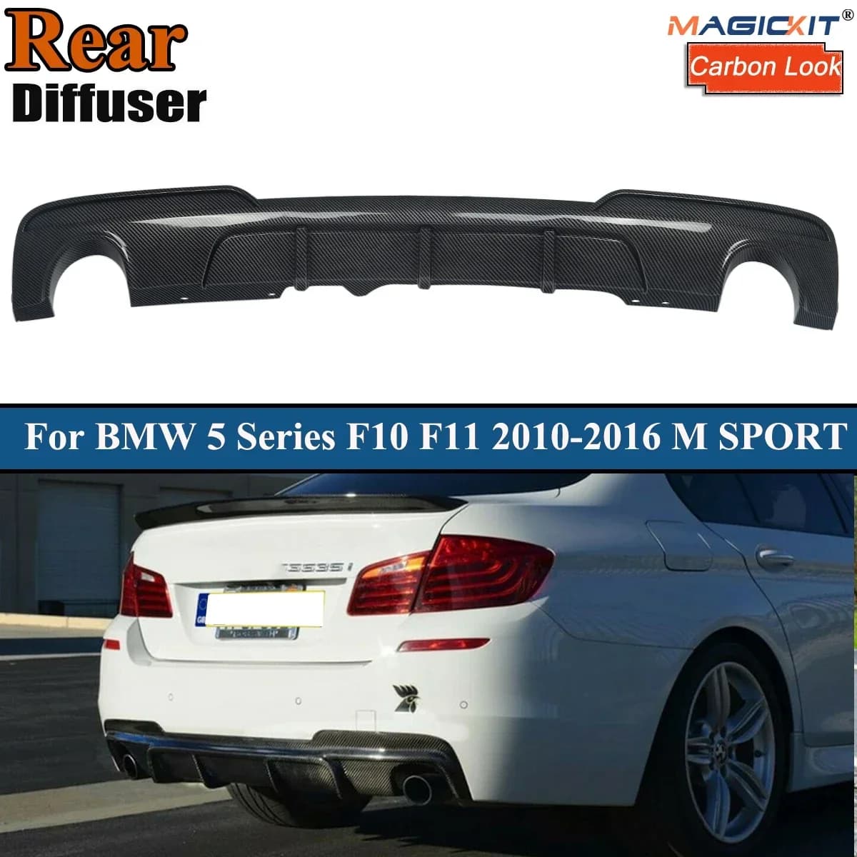 Carbon Fiber Look Lip For Bmw F10 F11 Dffuser 2010-2016 Rear Bumper Spoiler M Sport Performace Auto Car Accessorise